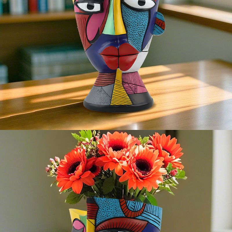 Hot Selling Colorful Enchanting Abstract Creative Human Face Home Desktop Planting Flower Pot Ornament_voghion.com