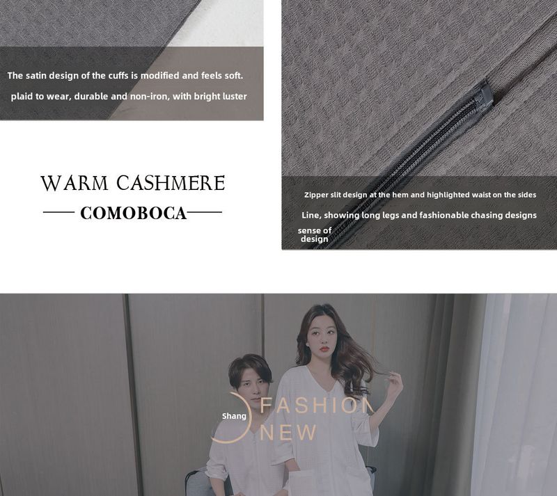 2023 New Waffle Zipper Nightgown Unisex Thin Home Wear Plus Size Pajamas 200 Jin_voghion.com