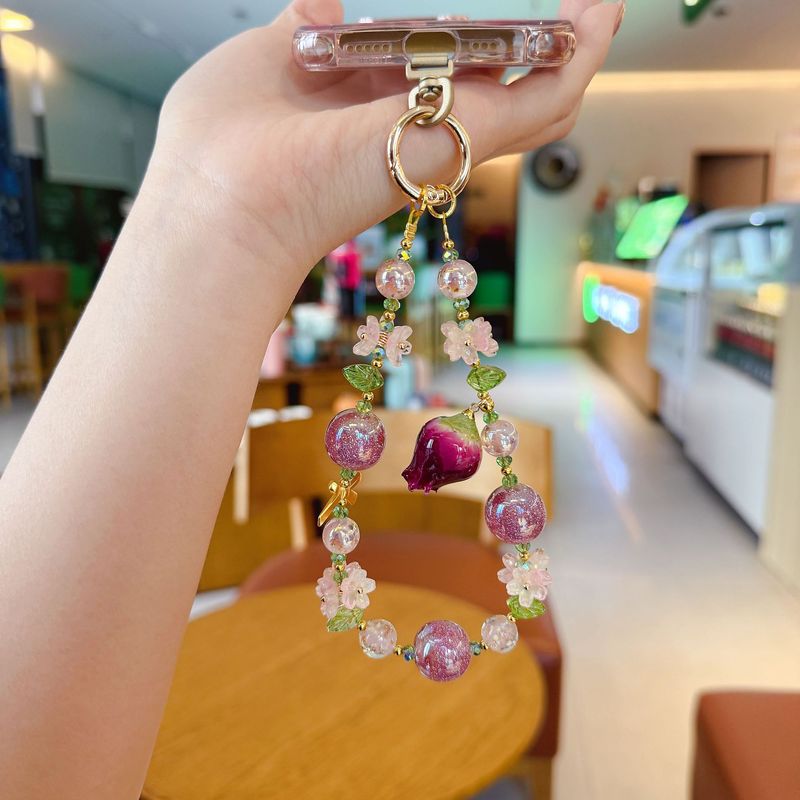 CyberGear Armband im minimalistischen Stil, Accessoires, Anti-Verlust-Etui, Perlenanhänger, ewige Blume, Handykette, hochwertiges Tragegefühl_voghion.com