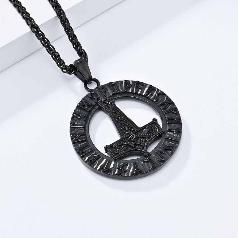 Retro severský vikingský náhrdelník z nerezové oceli s runami a Thorovým kladivem, osobností a kulturou, přívěskem s runovým textem_voghion.com