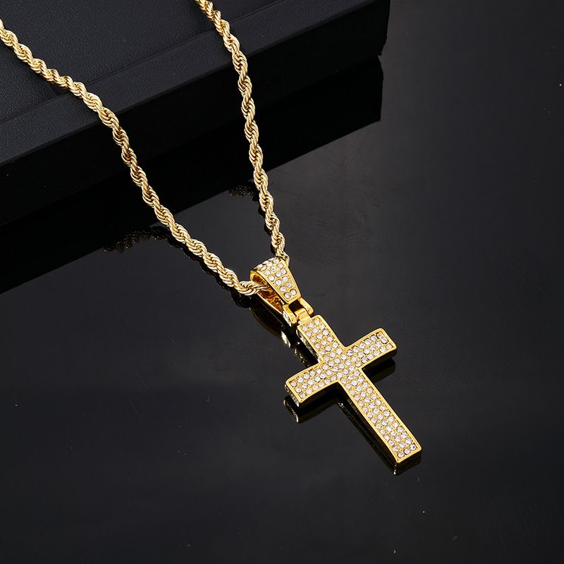 collana con croce di diamanti marchio di moda maschile hiphop Street catena rap hip hop ragazzi lega_voghion.com