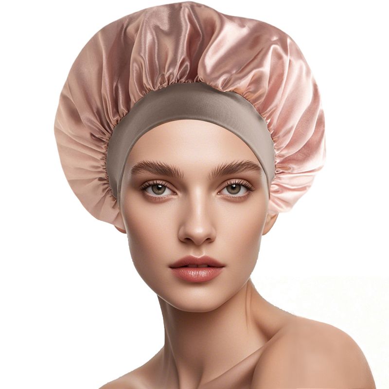Cross-Border New Women's Wide-Brim High Elasticity European And American Beauty Salon Shower Cap Polyester Hair_voghion.com
