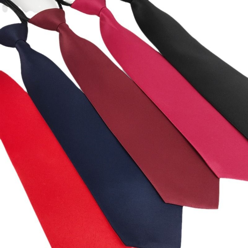 Men's And Women's 8CM Zipper Necktie No Knot Needed Matte Solid Color Easy Pull Business Formal Shirt Wedding_voghion.com