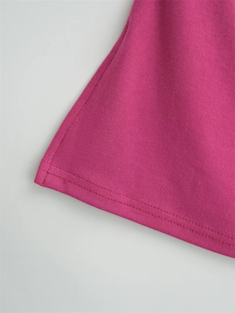 Top de doble abertura con dobladillo 24 HGZ para mujer, color liso, sin tirantes, corte ajustado._voghion.com