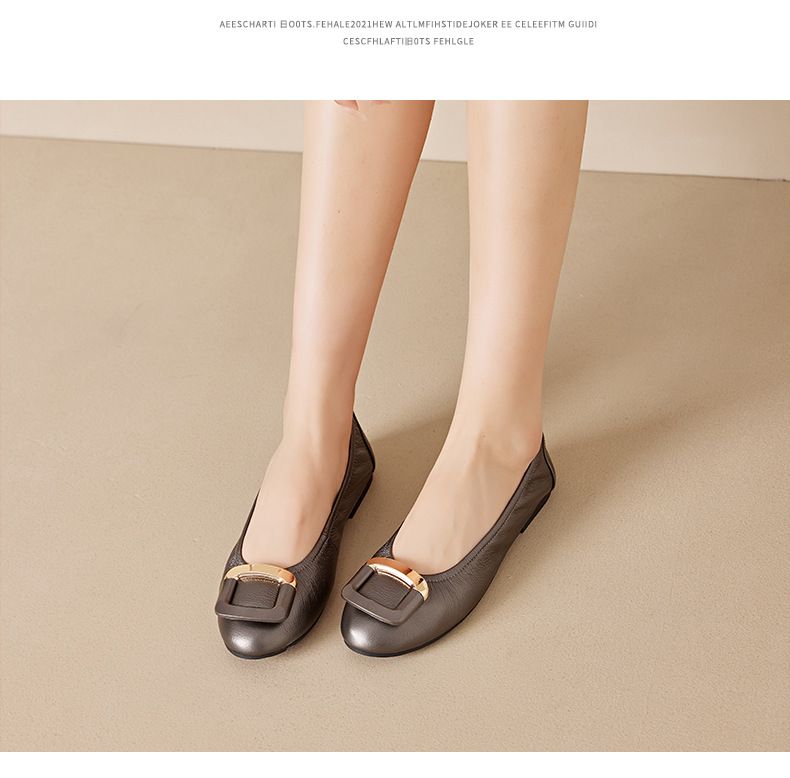 The first layer of cowhide women soft sole light small leather shoes casual bean shoes large size_voghion.com