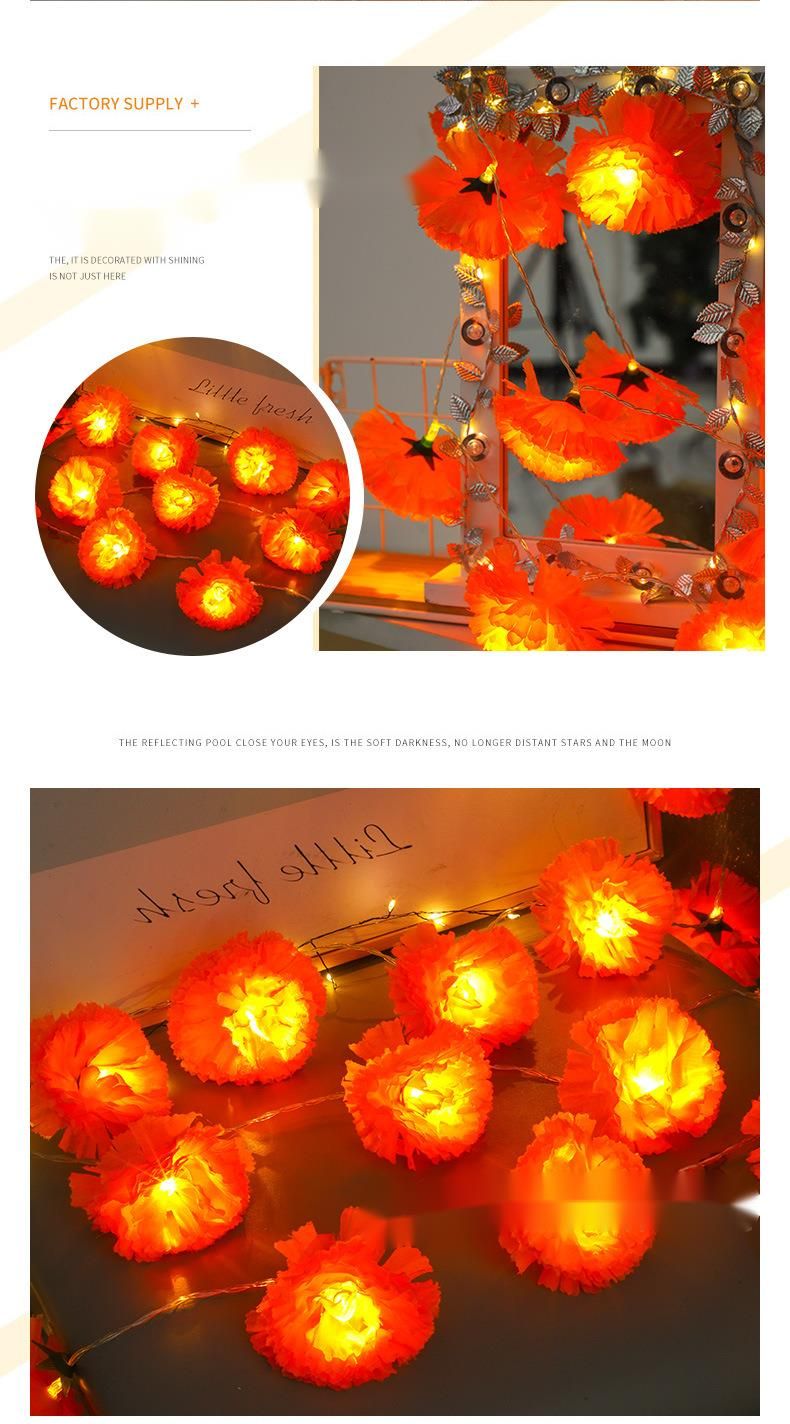LED Dahlia Small Colorful String Flashing Starry Sky Christmas Halloween Solar Marigold Decorative Lights_voghion.com