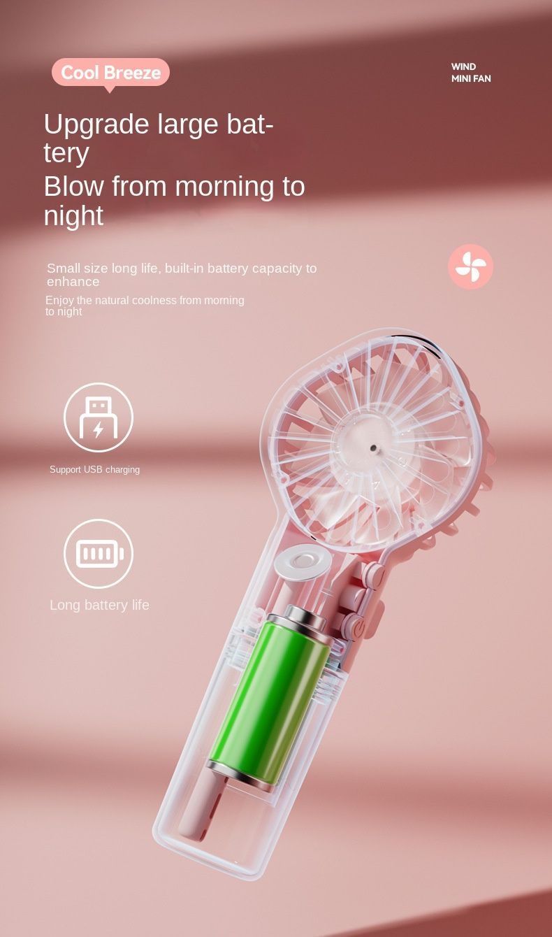 Mini Handheld USB Rechargeable Portable Misting Fan With 4 Adjustable Speed Spray Water Mist For Outdoor Camping And Traveling_voghion.com