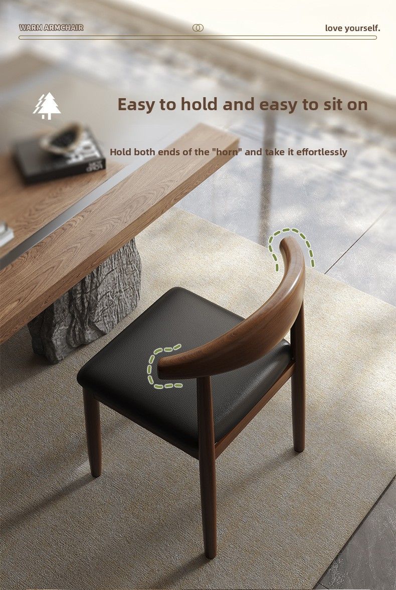 Restaurant Backrest Solid Wood Table Soft Cushion Thickened Home New Minimalist Stool Wooden Dining Horn Chair_voghion.com