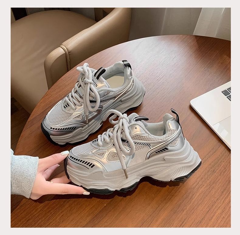 Dames fluwelen dikke sneakers, zwarte platform casual schoenen, dikke zool, hoogteverhogende sneakers voor wandelen en sporten_voghion.com