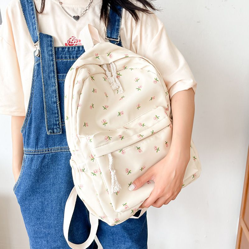 schoolbag female small fresh literary all-match leisure flower girl student backpack_voghion.com