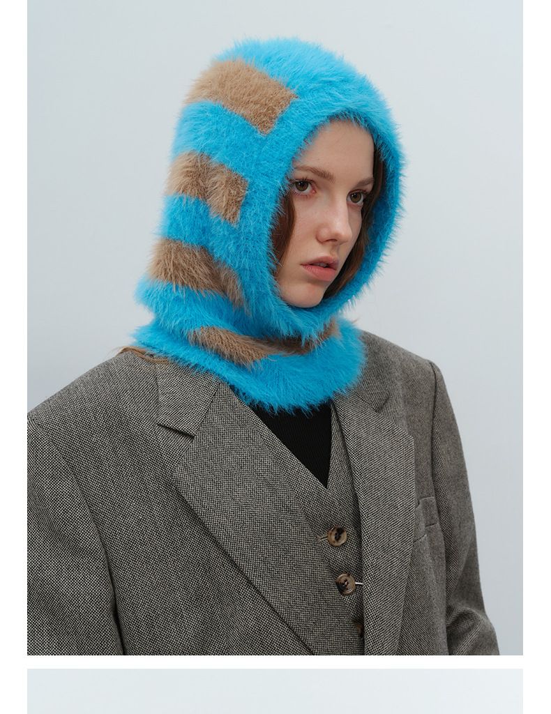 Unisex autumn and winter new men's and women's personalized niche stitching  mink fur balakla pullover knitted hat_voghion.com