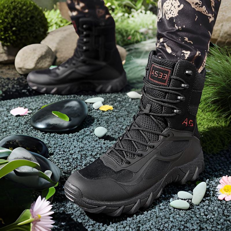 Large Breathable Tactical Boots For Outdoor Hiking, Wear-resistant Training, Combat Boots, High Top Desert Boots For Men_voghion.com
