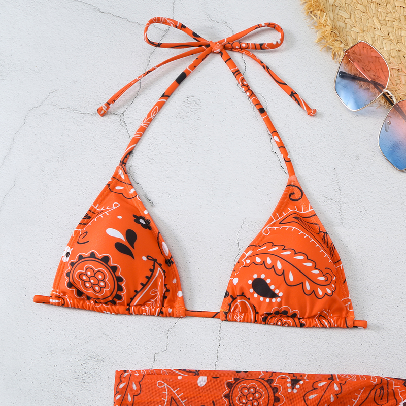 Meerkleurige driehoekige gaasrok voor dames, driepuntsbikini die meisjes moeten hebben_voghion.com