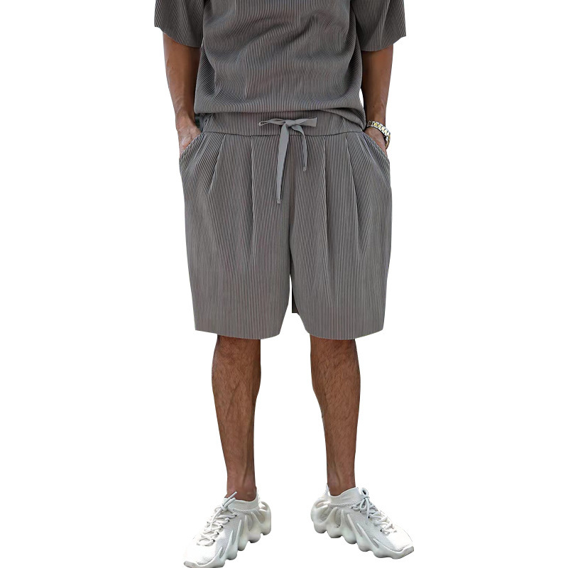 Herrenbekleidung Sommer Herren große Größe lockerer Anzug Kurzarm Shorts einfarbig Freizeitanzug Herren_voghion.com