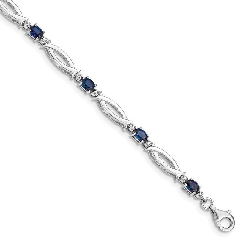 Sterling Silver Rhodium-plated Sapphire And Diamond Bracelet_voghion.com