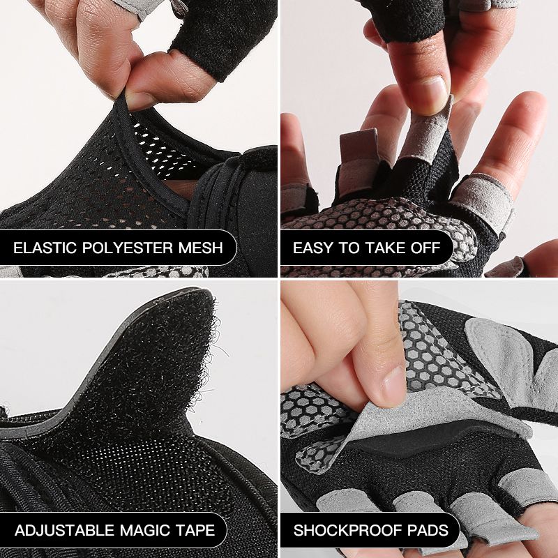 Guanti da ciclismo a mezze dita traspiranti e antiscivolo in silicone per sollevamento pesi, per uomo e donna_voghion.com