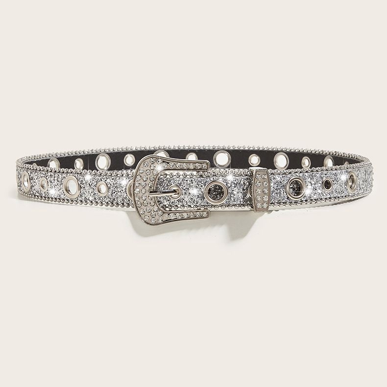 Nouvelle ceinture européenne et américaine pour filles sexy, mode féminine, style tendance et brillant, boucle diamant occidentale Y2K, ceinture large, chaîne de taille_voghion.com