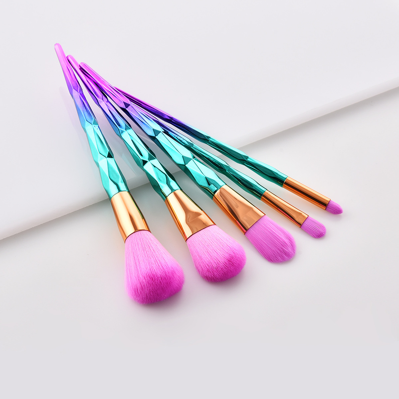 5-teiliges Make-up-Pinselset, Make-up-Tools, Augenset, Lidschattenpinsel, rosa und blauer Farbverlauf, Yuncai GUJHUI_voghion.com