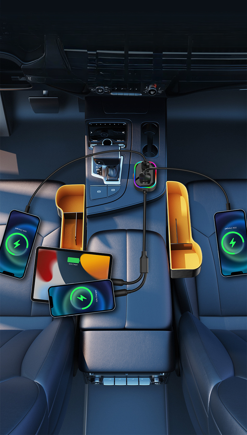 USB Eins Zu Zwei Mit Kabel Ladegerät, Multifunktionale Auto Telefon Ladegerät_voghion.com