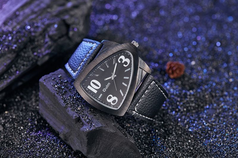Men's Fashion Triangle Design Quartz Watch With PU Strap, Casual Style, Mineral Glass, 46mm Case Popular Trendy Brand Belt Quartz Watch_voghion.com