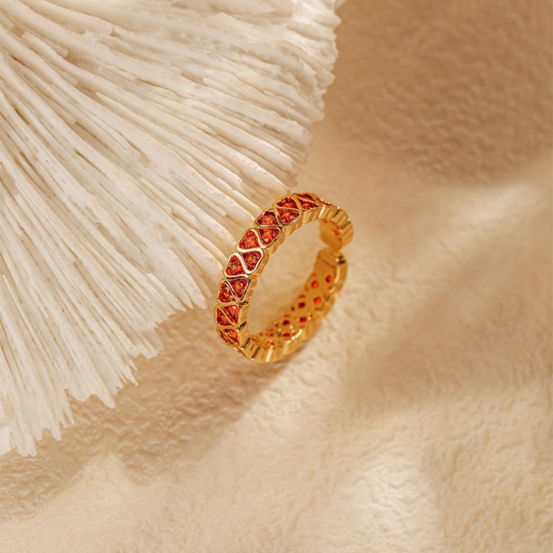 Anello di lusso leggero in zircone, vero oro galvanizzato, colore che preserva la trama del metallo, anello retrò francese, temperamento attivo, anello turchese_voghion.com