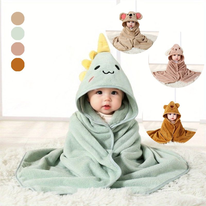 1 pack cartoon animal baby swaddling blanket goes out to a stroller blanket wrapped in a polyester hooded bathrobe_voghion.com