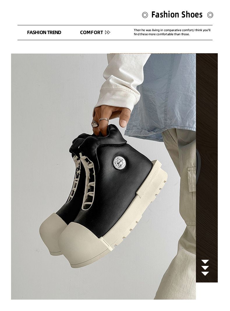 Herrenschuhe Big Head High Top Schuhe Männer und Frauen Dicke Unterseite Erhöhung Martin Stiefel Nischen High Street Style Board Schuhe Paar Brot Schuhe_voghion.com
