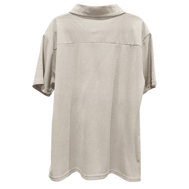 Sommer-Set aus neuem europäischen und amerikanischen Handel für große Herren in Volltonfarbe mit Kragen, kurzen Ärmeln und Hosen-Set mit Reißverschluss, 2-teilig_voghion.com