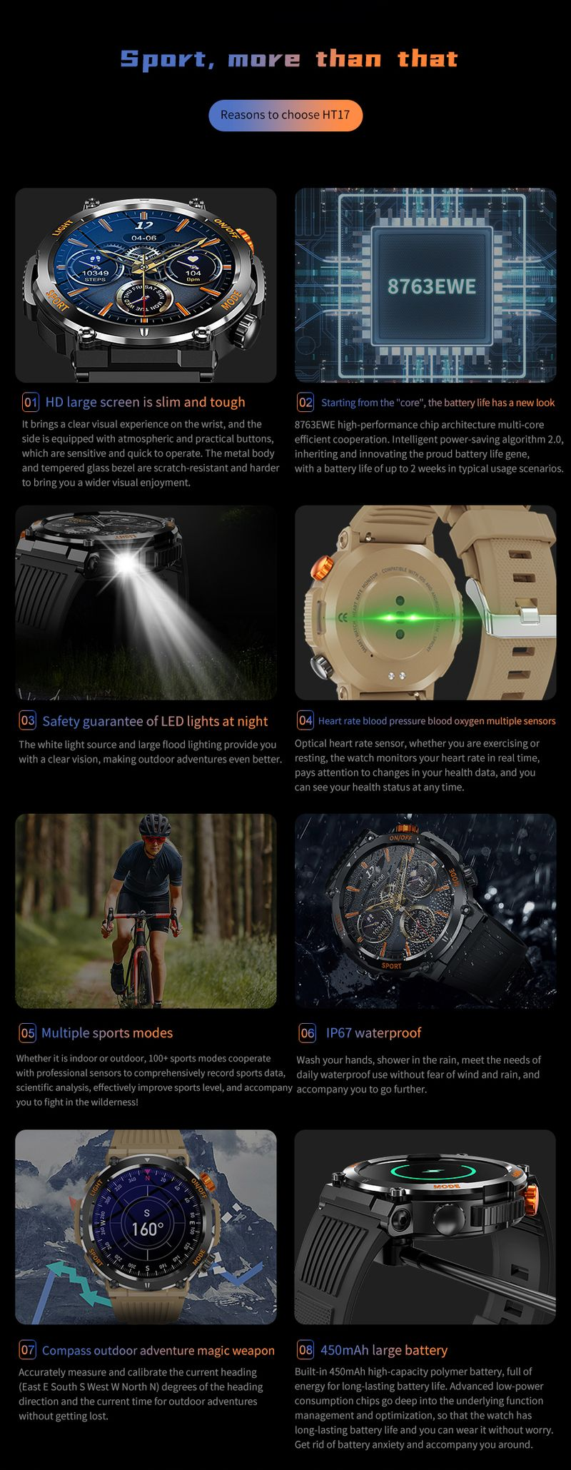 Reloj inteligente Aolon HT17 de 1,46 pulgadas con pantalla completa, llamadas Bluetooth, monitor de ritmo cardíaco y sueño, varios modelos deportivos._voghion.com