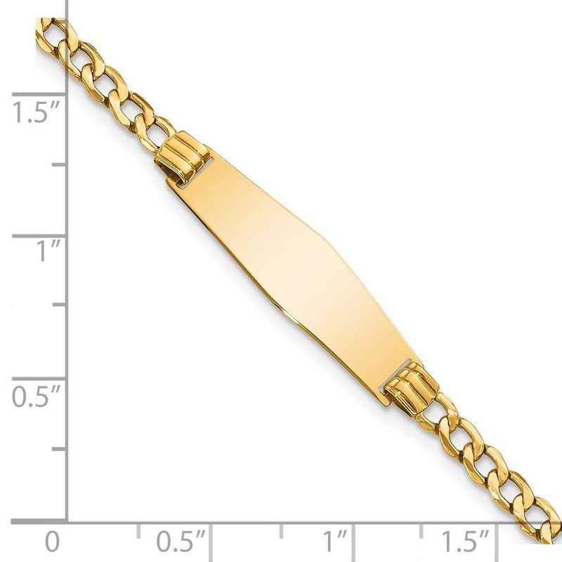14k Semi-solid Soft Diamond Shape Cuban Link ID Bracelet_voghion.com