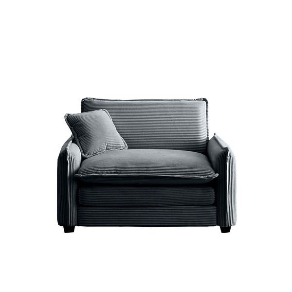 Comfortable Single Deep Seat Sofa With One Pillow, Suitable For Living Room And Bedroom, Club Multiple Occasions,Grey Corduroy_voghion.com