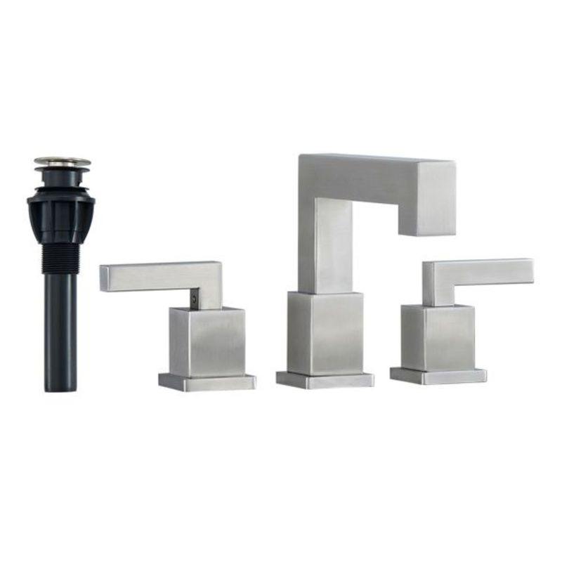 Moderno rubinetto per lavabo a cascata con 2 maniglie, finitura spazzolata, diffuso, nichelato, per bagno, con 3 rubinetti._voghion.com