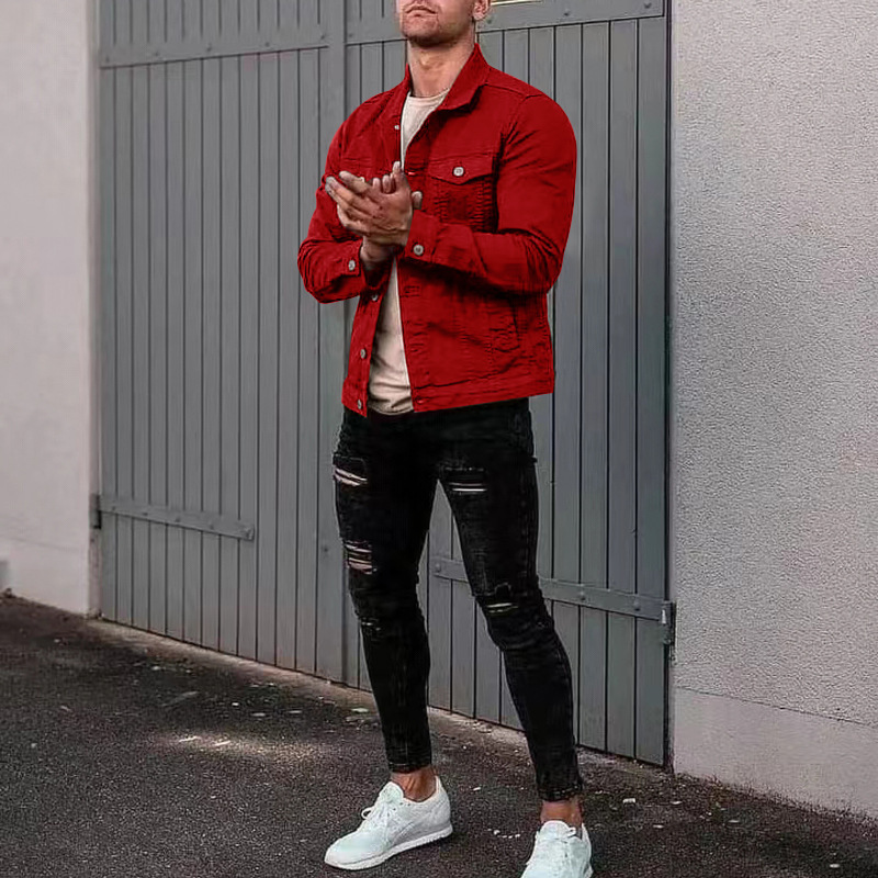 2024 Men's Spring and Autumn Casual Slim Fit Denim with Multi Pocket Button Smooth Plate Workwear Jacket_voghion.com