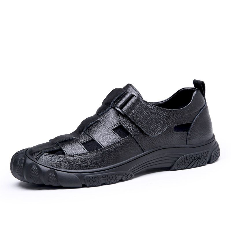 2025 neue Sommer Hohl Sandalen Leder Atmungsaktiv Anti-slip Outdoor Wandern Casual herren Clogs Modische Hundert Casual Täglichen Tragen Komfortable_voghion.com