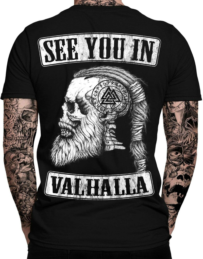 Odin Runen Valknut Herren T-Shirt Thor Vikings T-Shirt Ragnar Valhalla Rising Walhalla Wodan_voghion.com