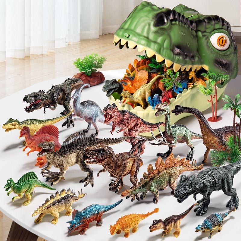 Brinquedo de dinossauro infantil menino grande tiranossauro rex triceratops borracha macia conjunto mundo simulação modelo animal_voghion.com