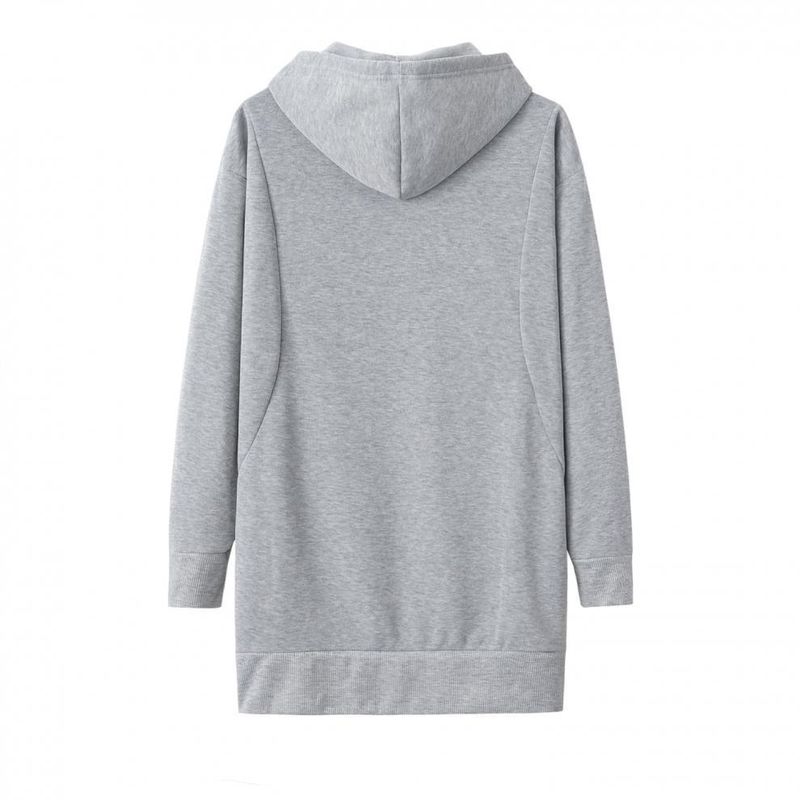 Women's solid color hooded loose long-sleeved padded women's sweatshirt_voghion.com