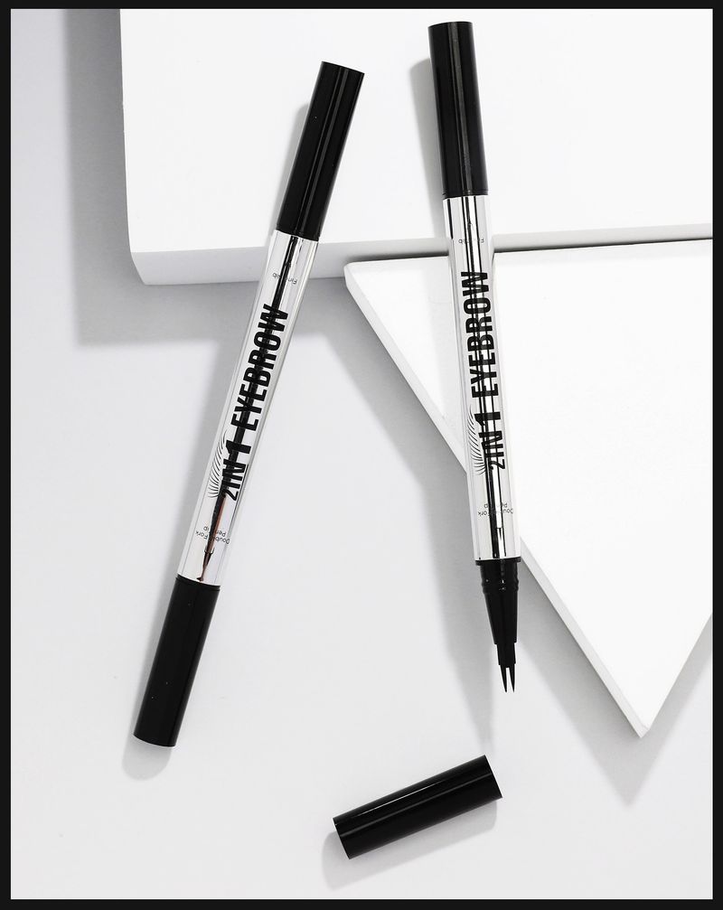 HelloKiss Natural Slim Brush Cross Wasserfester und schweißfester 2-in-1-Flüssigkeits-Augenbrauenstift mit Doppelkopf_voghion.com