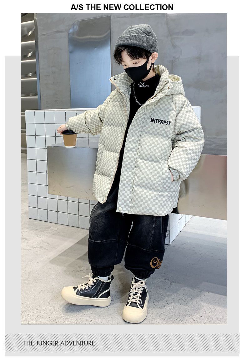 Giù 2024 Nuovo alla moda ragazzi e ragazze bambino inverno indossare giacca con cappuccio per bambini cappotto di cotone ispessito_voghion.com