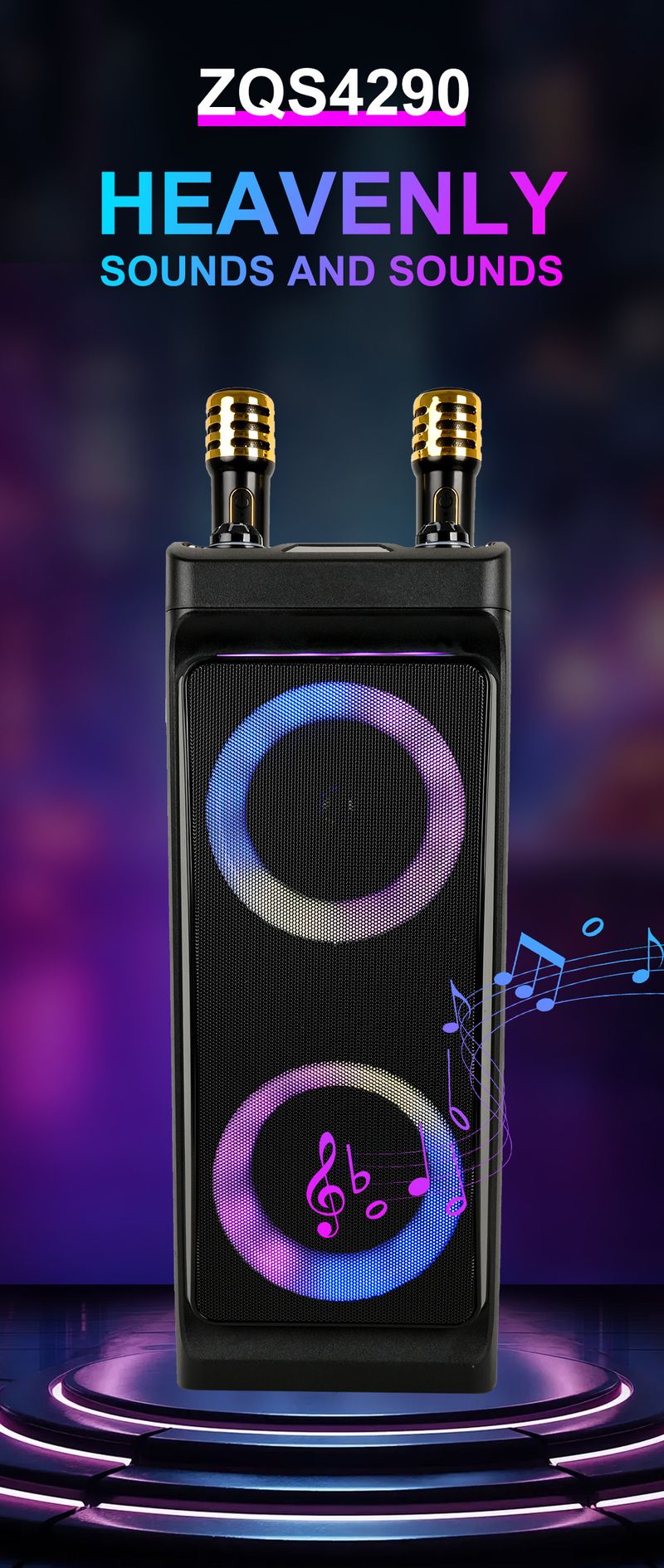 ZQS4290 Bärbar Högtalare 4-tums Square Dance-högtalare_voghion.com