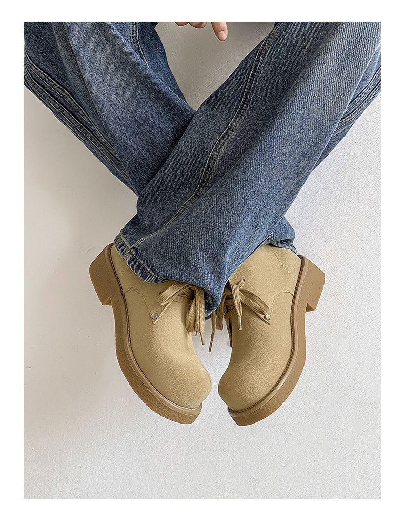 Bottes Martin japonaises rétro en velours de vache pour hommes, chaussures derby à grosse tête, bottes d'outillage courtes_voghion.com