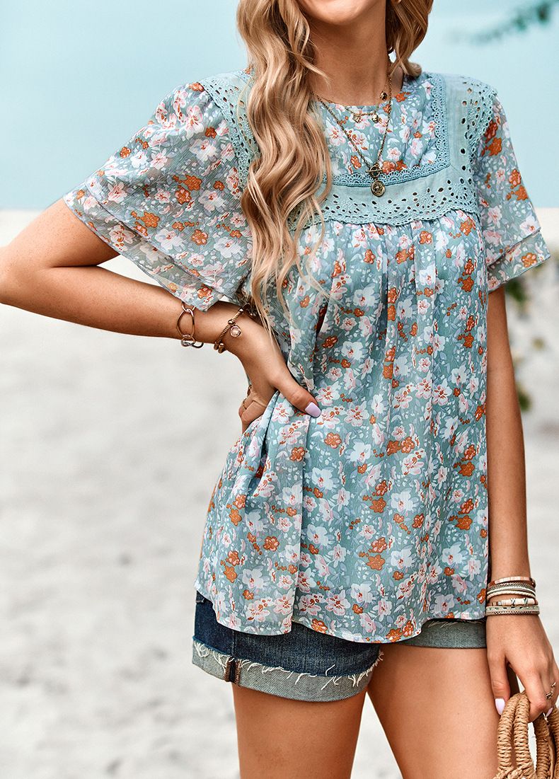 Women's Short Sleeve Round Neck Shirt_voghion.com