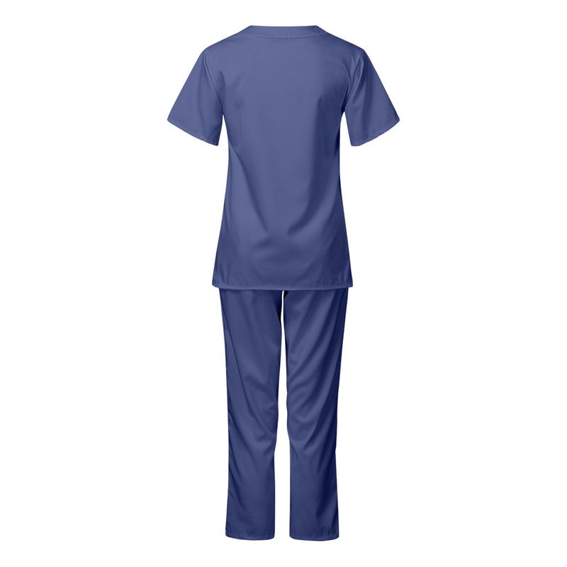Vêtements pour femmes nouvelle couleur unie poche col en V uniforme de travail infirmier uniforme d'infirmière uniforme d'infirmière costume deux pièces femme_voghion.com