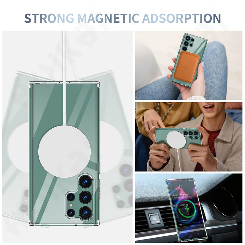 Custodia magnetica per Samsung Galaxy S23 S22 Plus Ultra Crystal Clear protettiva compatibile con retro rigido antiurto_voghion.com