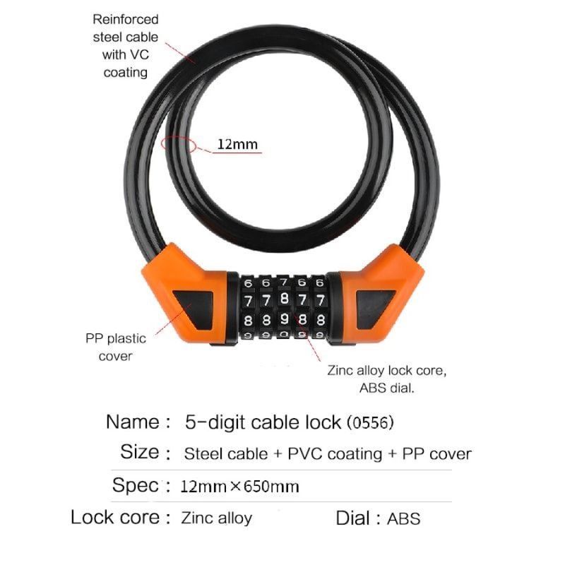 Chain With Lock Bicycle Password Lock Lock Cable Security Antitheft Combination Bicycle Bicycle 5digit 5digit Combination Reset_voghion.com