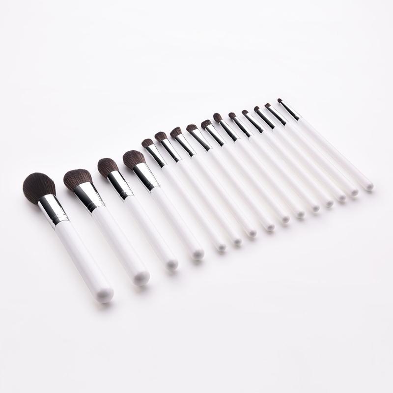 Set de 15 pensule de machiaj, vârf de pensulă, mâner din lemn, argintiu, pensulă pentru pudră liberă, pensulă pentru blush, instrumente de machiaj GUJHUI_voghion.com