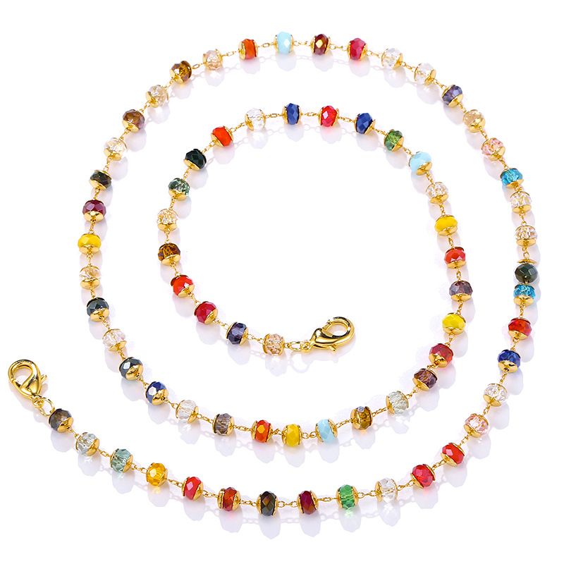 Bohemian Ethnic Style Beach Versatile Handmade Colorful Crystal Bead Glasses Mask Chain_voghion.com