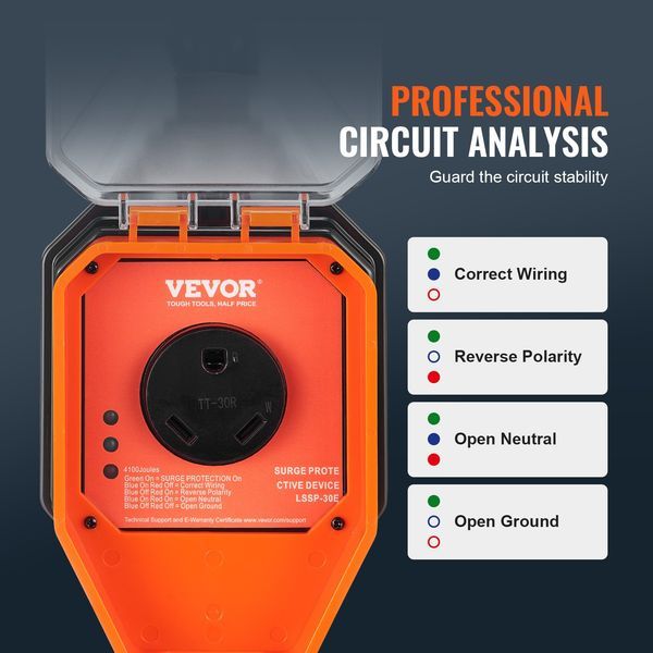 RV Surge Protector, 30 Amp, 4100 Joules RV Voltage Protector Monitor Circuit Analyzer Power Guard, With Surge Protection Waterproof Cover Anti-Thef_voghion.com
