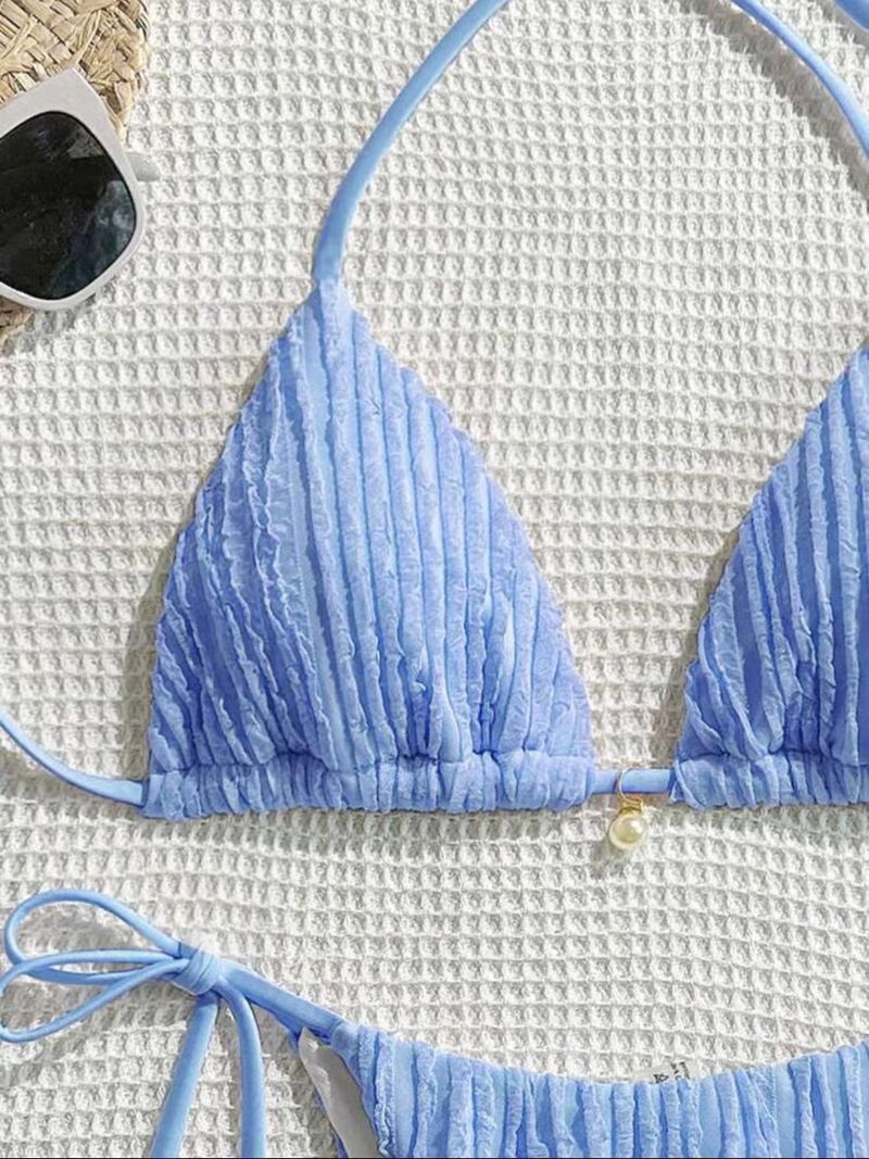 Abbigliamento da donna, nuovo costume da bagno bikini sexy con spacco, due pezzi, con coulisse e schiena scoperta_voghion.com