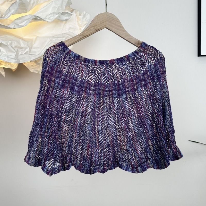 Summer New Satin Ice Silk Knitted Head Sunscreen Small Shawl Women's Air Conditioning Fashion Outerwear Travel_voghion.com